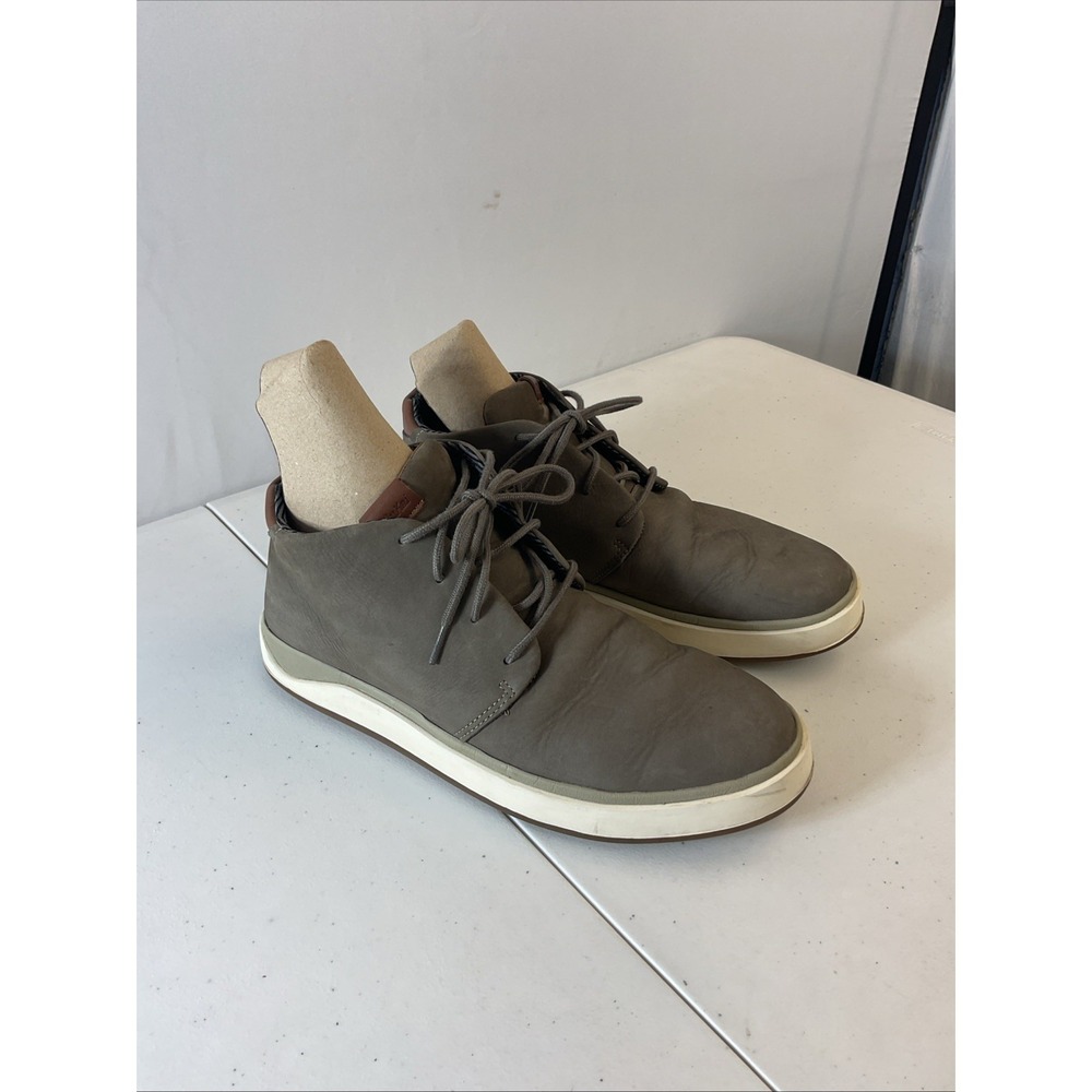 OluKai Papaku 'Ili Mens Gray Leather‎ Chukka Boots Shoes US  M 11.5 EUR 44.5